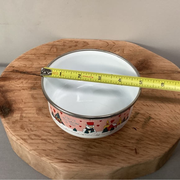 “3/$15” - “Merry Christmas To You” - Metal & Enamel Coated Snowman Themed Bowl - Picture 9 of 10